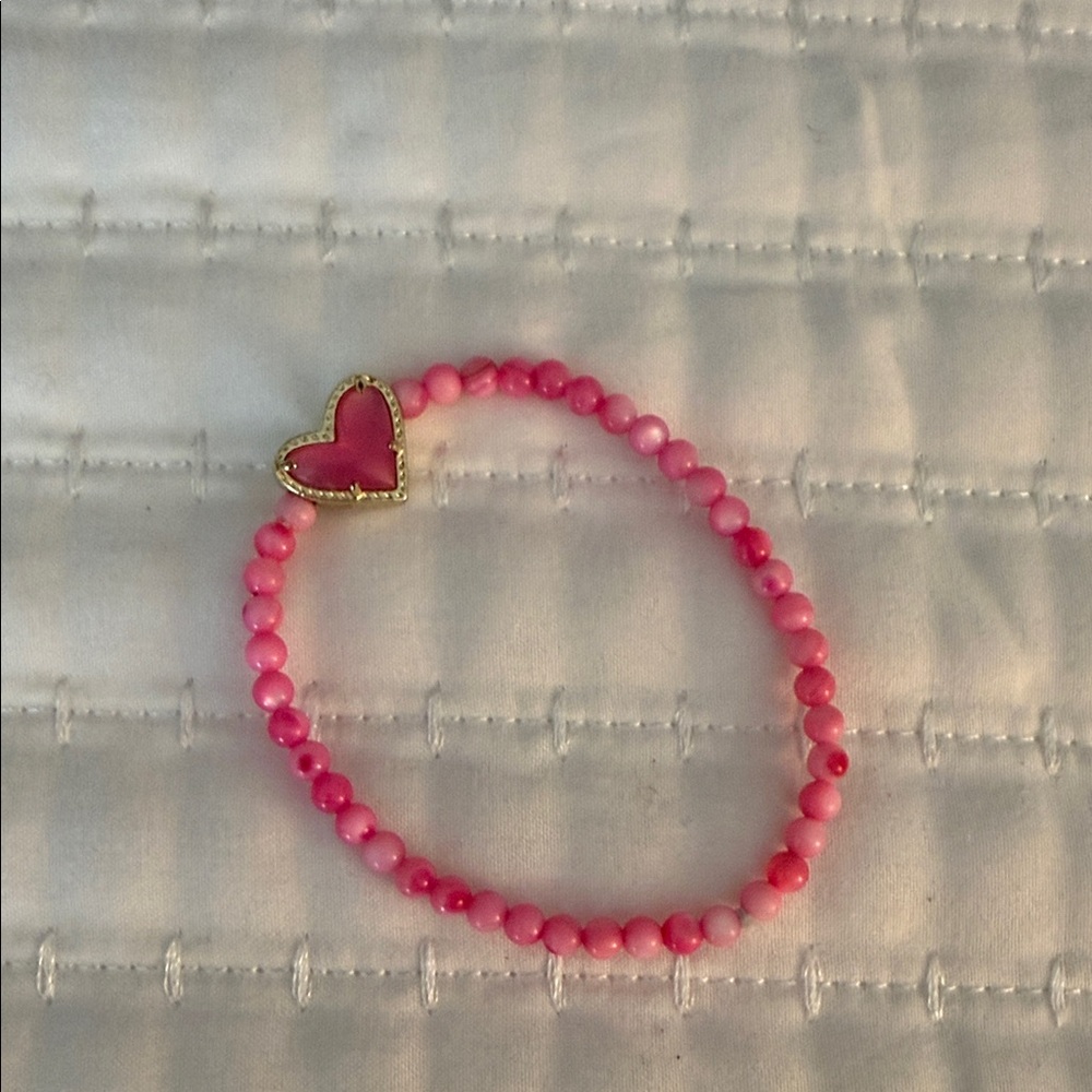 Pink Beaded Bracelet with Heart Charm